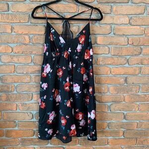 Inc International Concepts Lace Trim Satin Slip Dress Mini Floral Chemise Size L